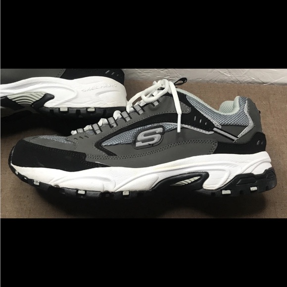 EUC Skechers Stamina Cutback Men's Sneakers Black Gray Leather Mesh Size 9EW - Picture 6 of 16